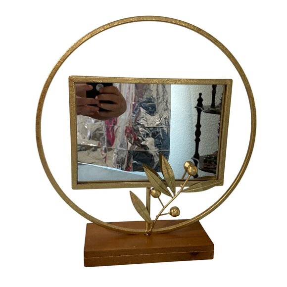 Olive Leaf Branch Gold Tone Mirror - Picture 1 of 5